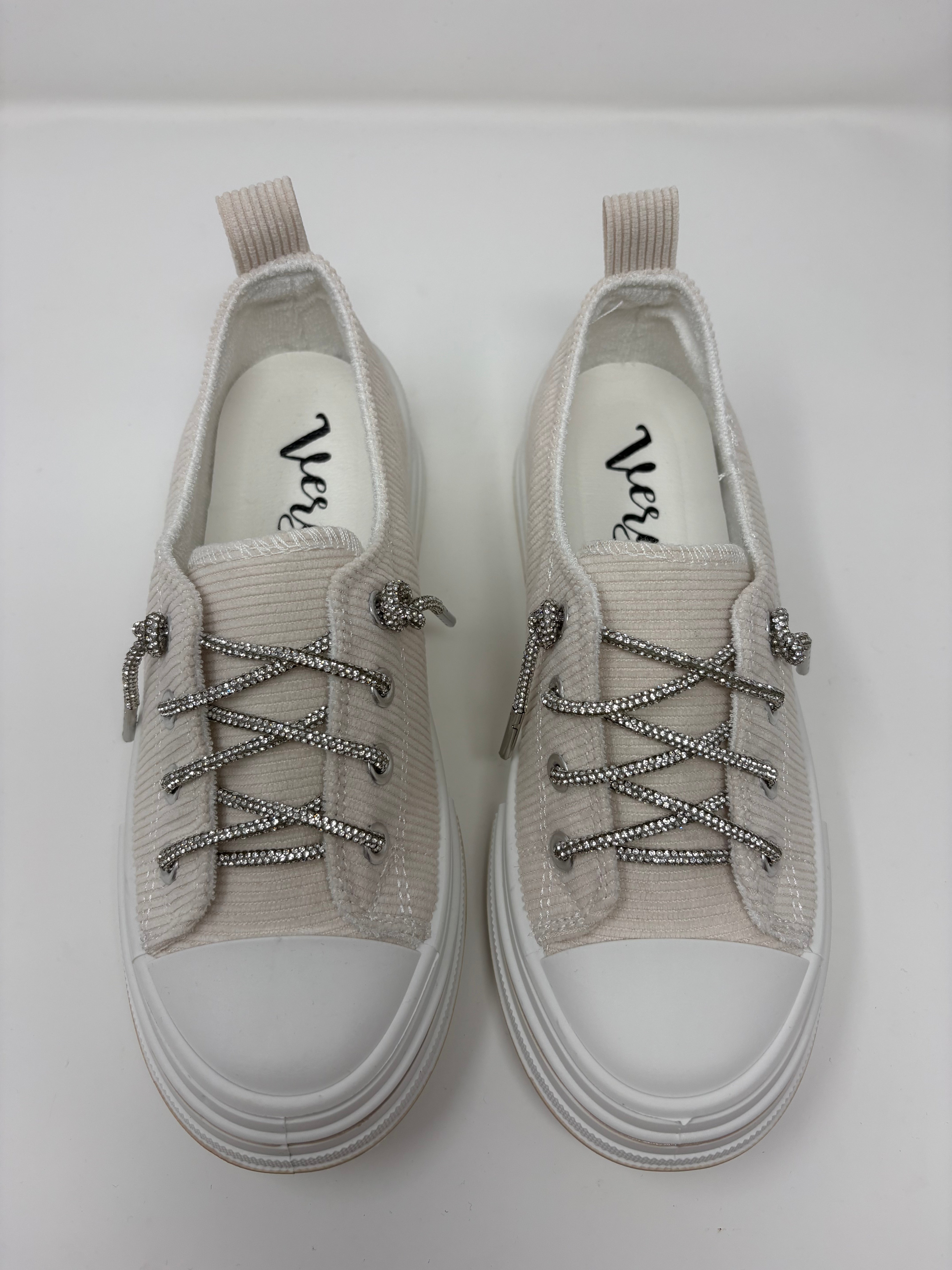 Very G Cream Corduroy Sparkle Sneakers