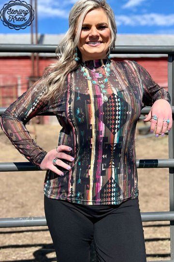 PLUS Aztec Warrior Mesh Top*