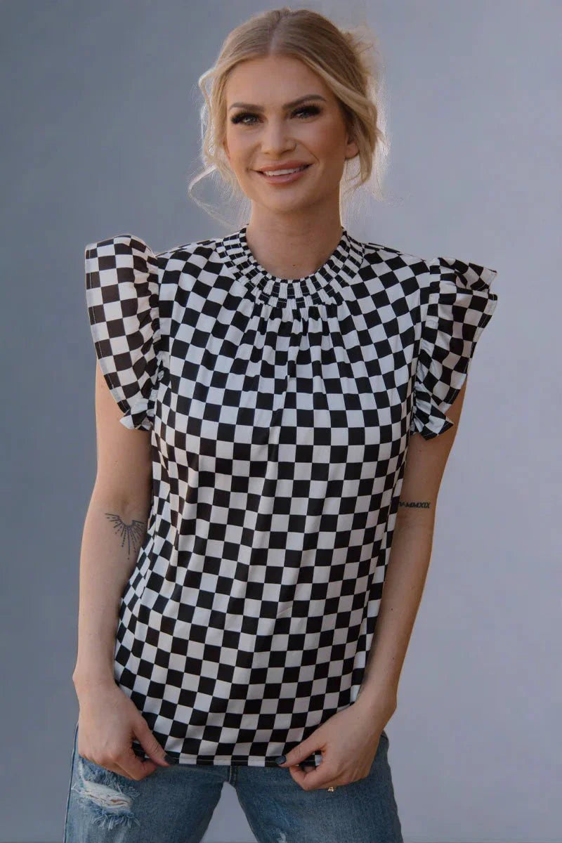 PLUS Sterling Kreek Babydoll Checked Top