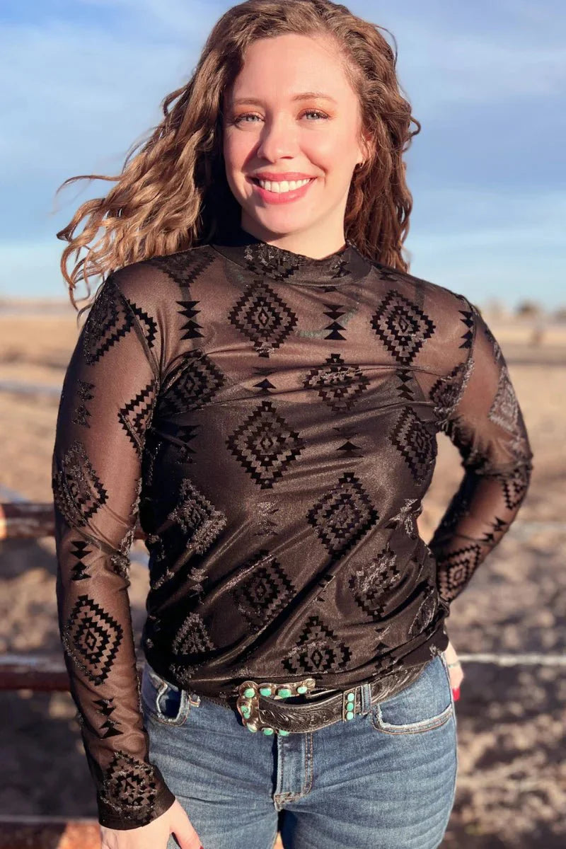Sterling Kreek Berlin Long Sleeve Mesh Top