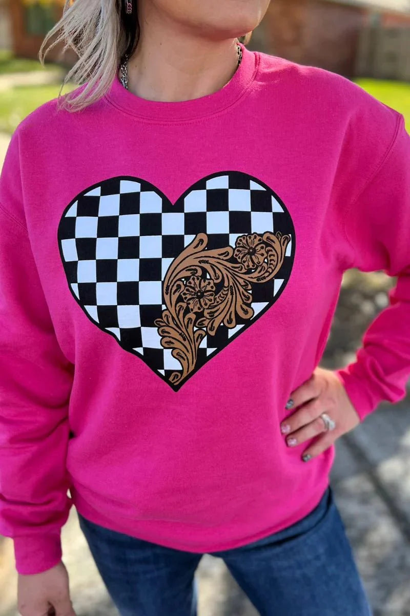 Sterling Kreek Checkered In Love Sweatshirt