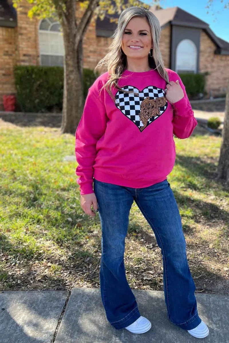 Sterling Kreek Checkered In Love Sweatshirt
