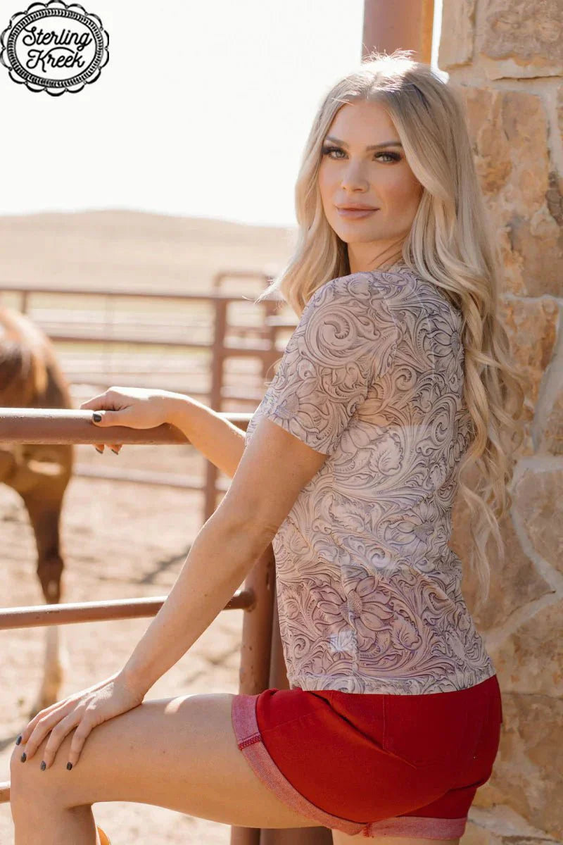 PLUS Sterling Kreek Country Tooled Mesh Top