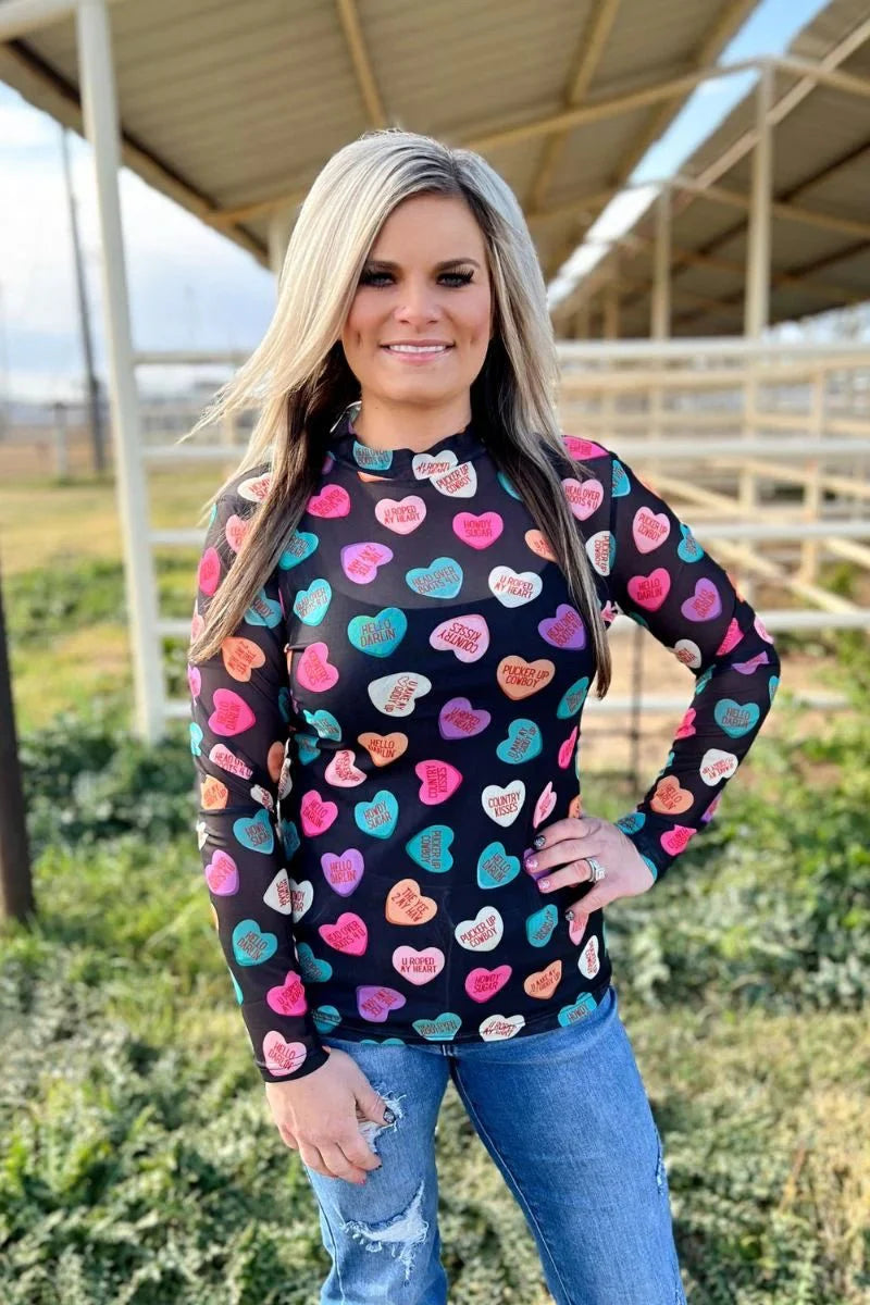 Sterling Kreek Cowboy Sweetheart Mesh Top