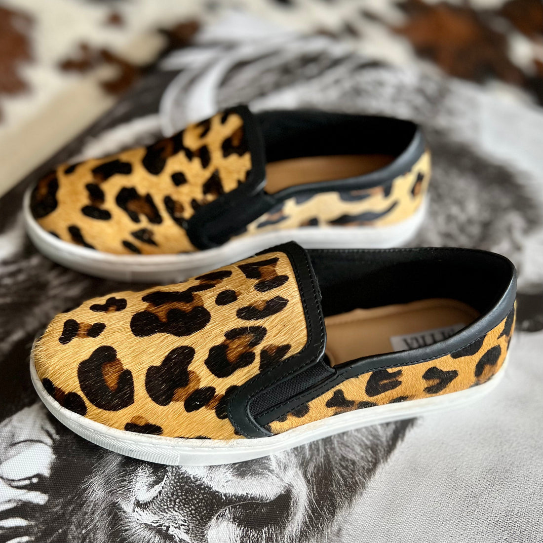 Leather Leopard Hair On Hide Slip On Sneakers*