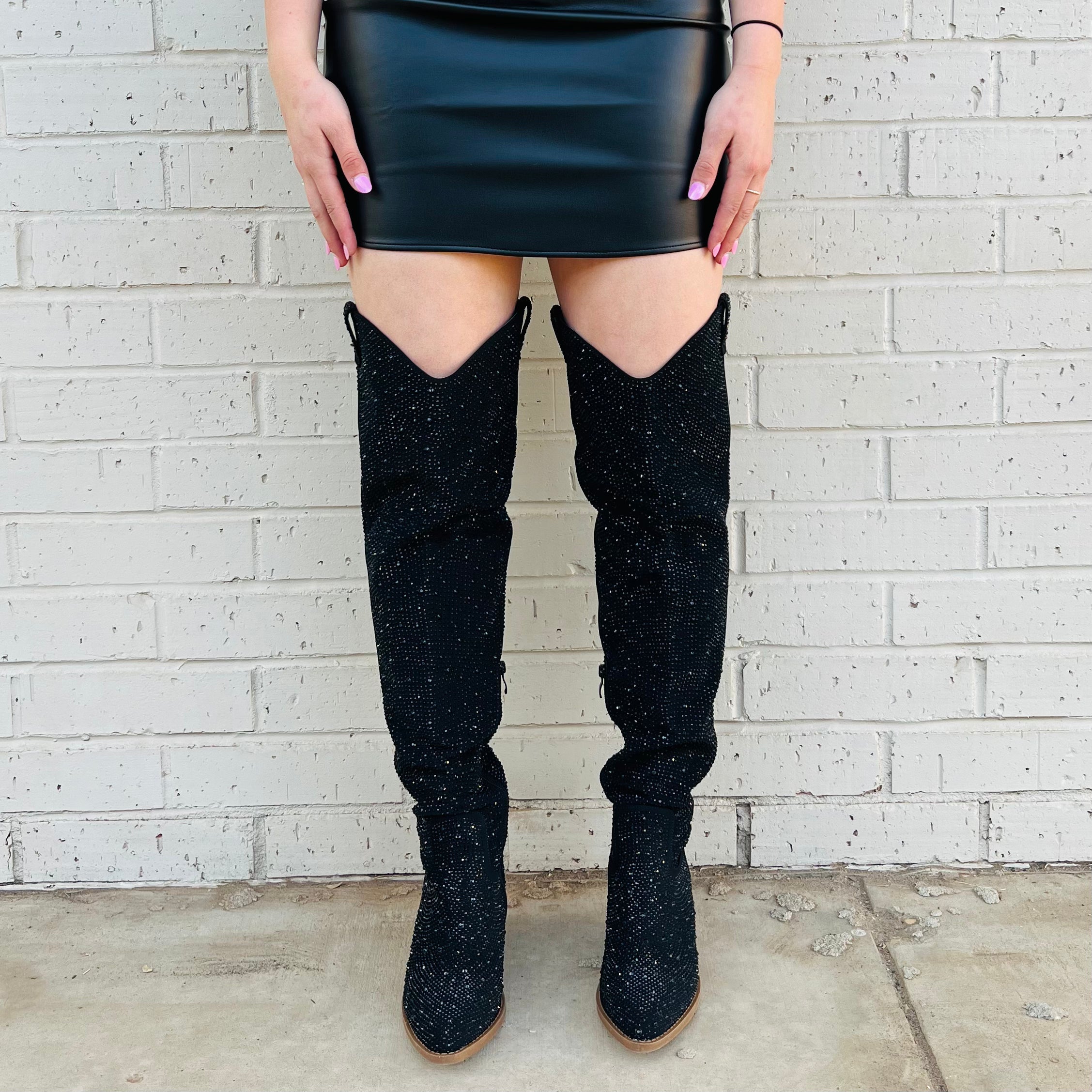 Bring Ya To Your Knees Rhinestone Boots*