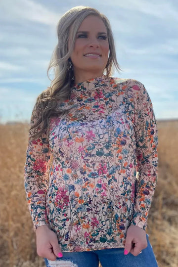 Sterling Kreek Field of Flowers Mesh Top