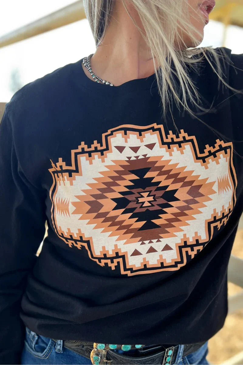 Sterling Kreek Navajo Rug Long Sleeved Top*