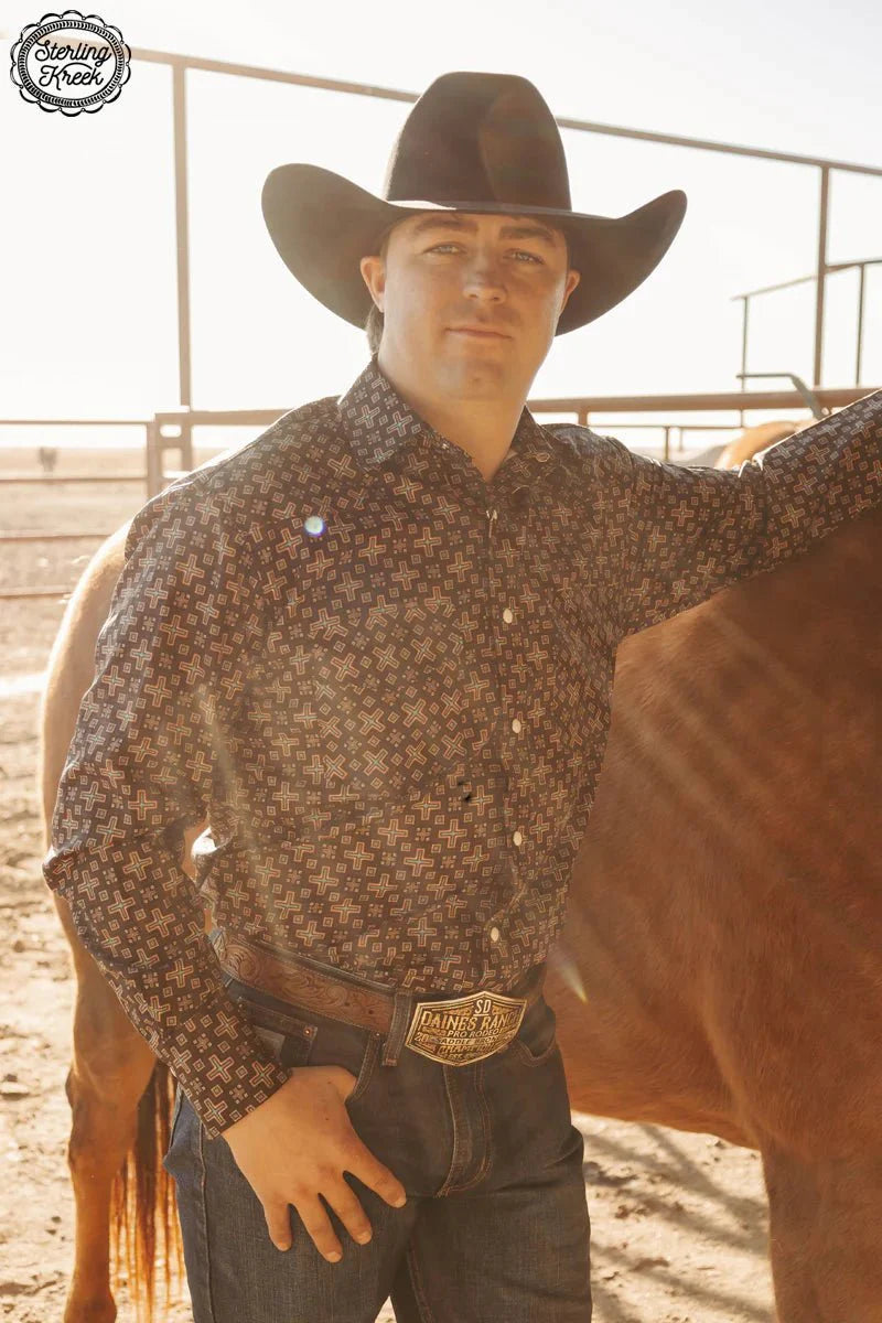 Mens Red Cloud Button Up*