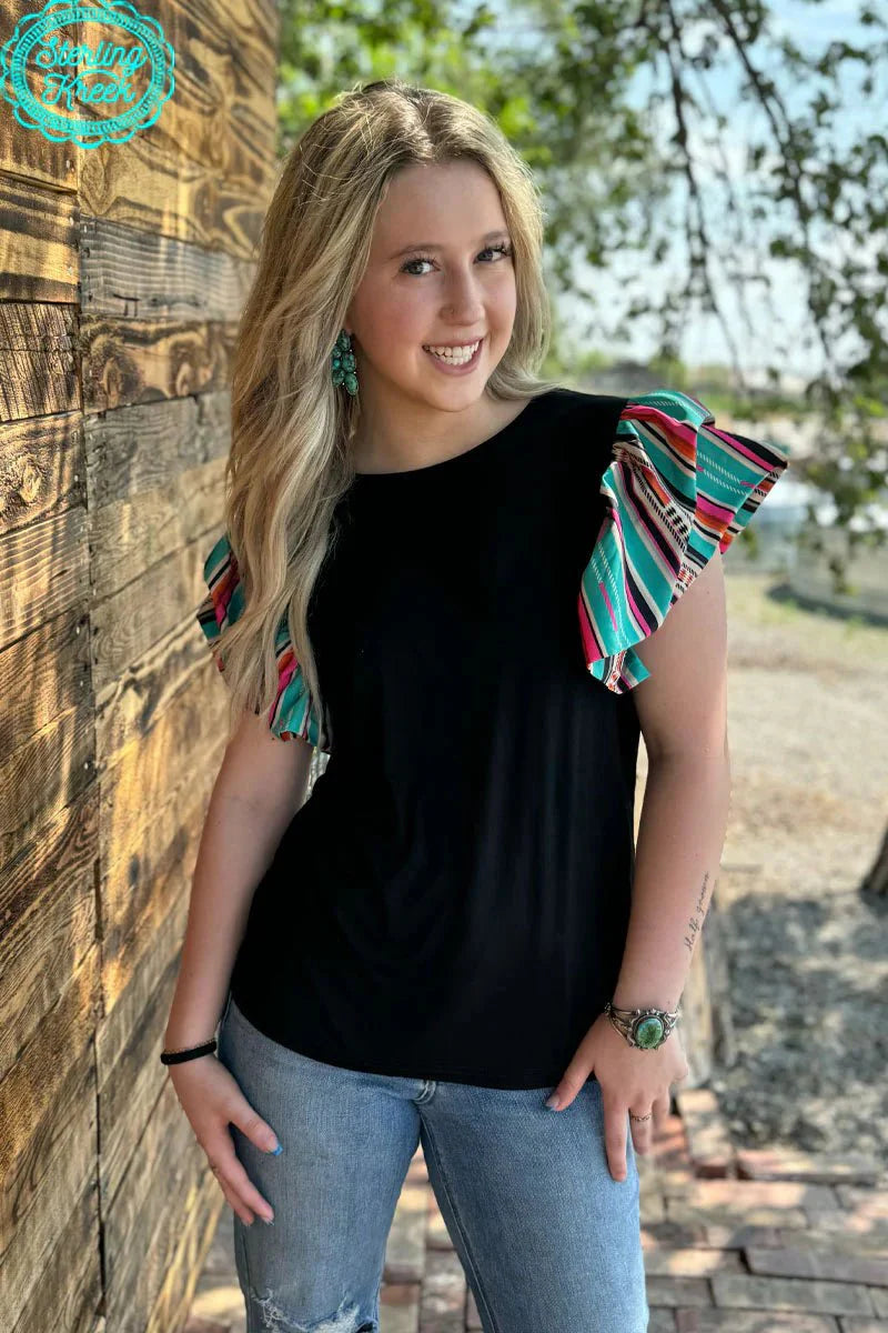 Sterling Kreek Ruffle Me Serape Top