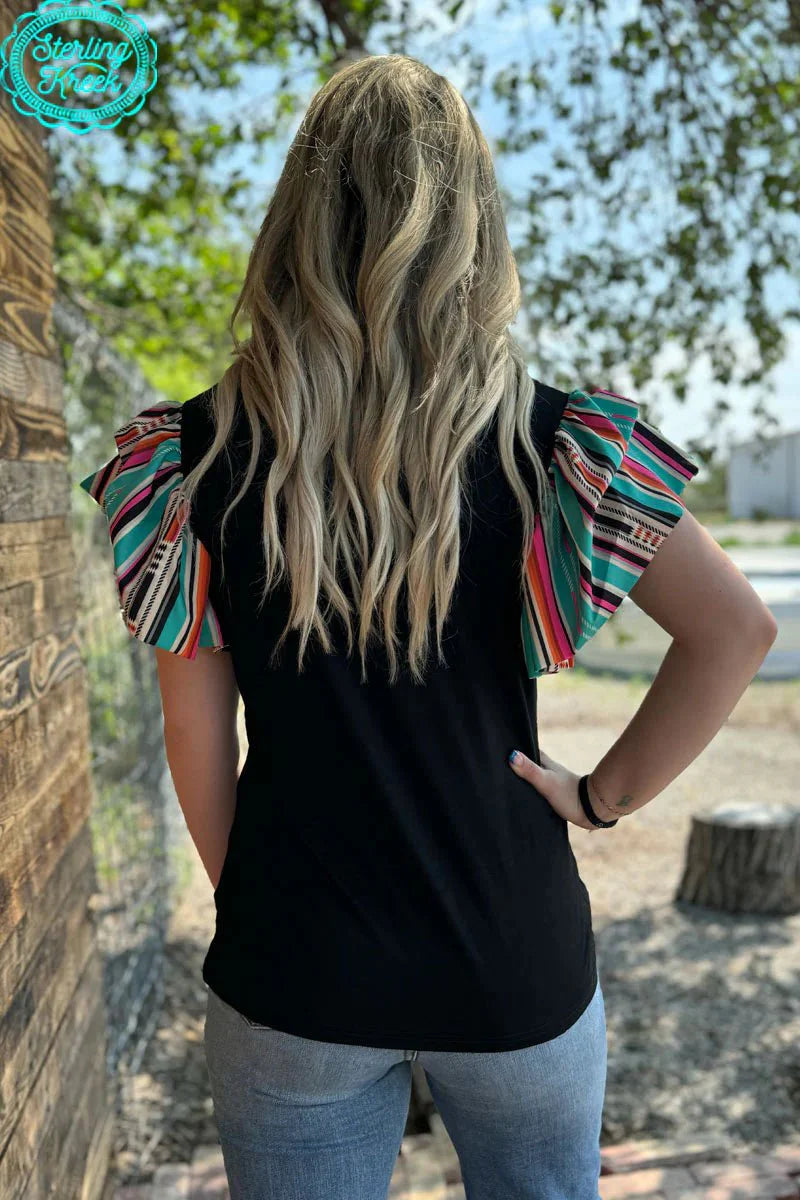 PLUS Sterling Kreek Ruffle Me Serape Top
