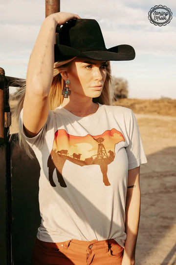 Sunset Steer Tee